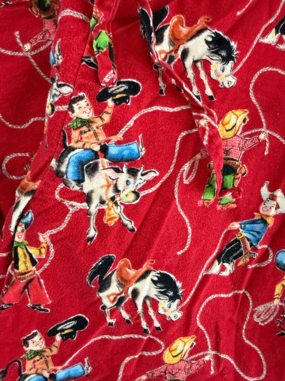 The Cat’S Pajamas Cowboy Western Print Lounge Pants Red Cotton Size M USA - Picture 3 of 5